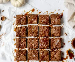 Pumpkin Blondies with Vegan Salted Caramel