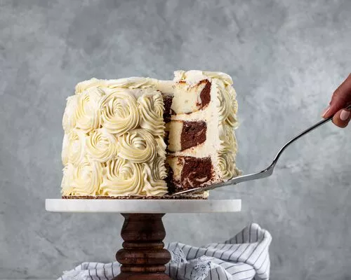 Marbled Cake with White Chocolate Buttercream